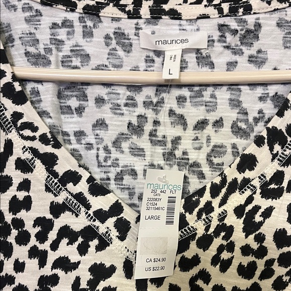 Maurices Black and White Animal Print Blouse - Picture 2 of 8